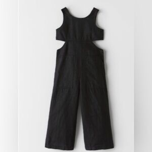 NWT Zara 7Y Linen Cutout Black Jumpsuit